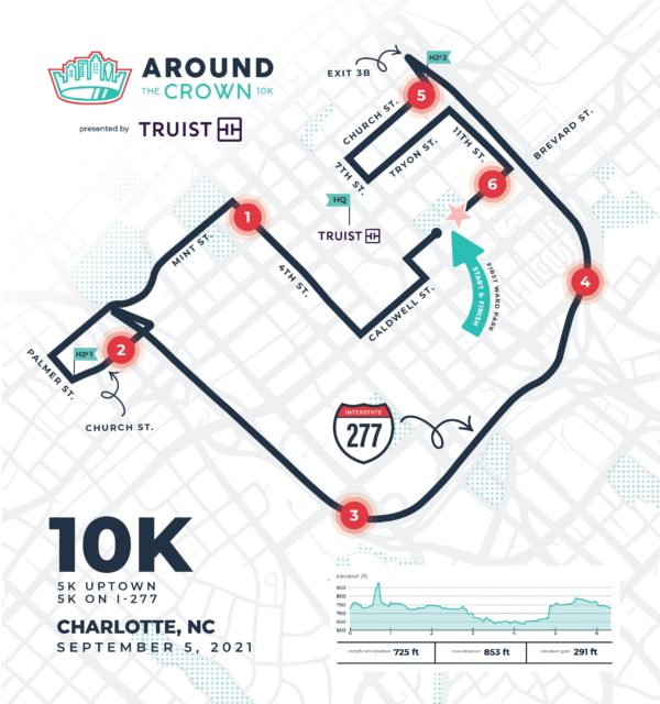 Course Map Around the Crown 10K